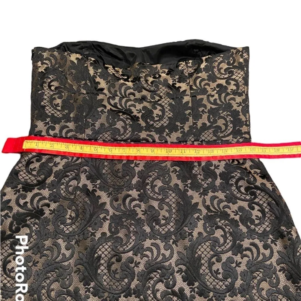 ANN TAYLOR LOFT Strapless Dress- NWT Black & GOLD Brocade Size 10 - Image 10