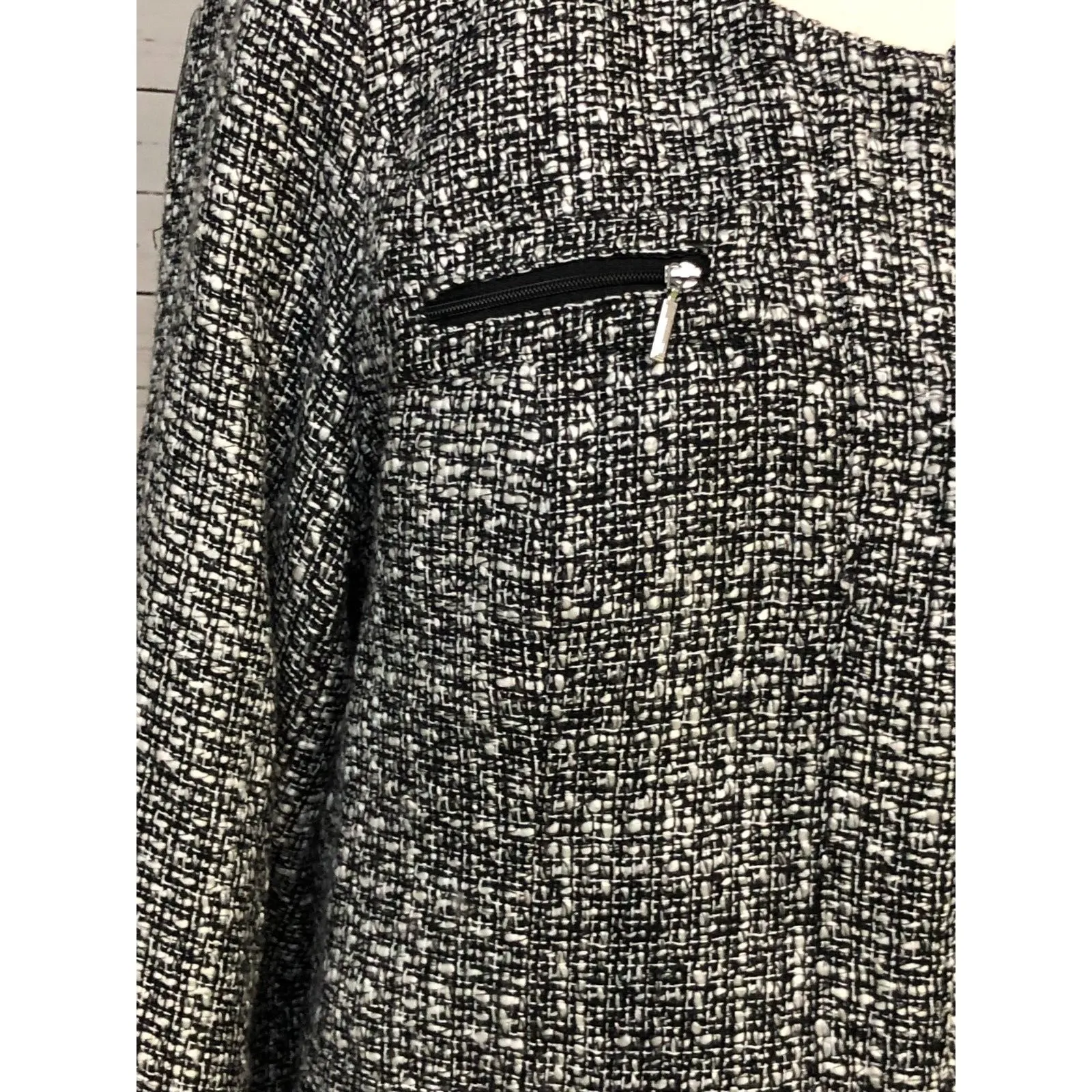 Soft Surroundings Blazer size Medium Zipper Coat Tweed Sweater Jacket Pockets - Image 6