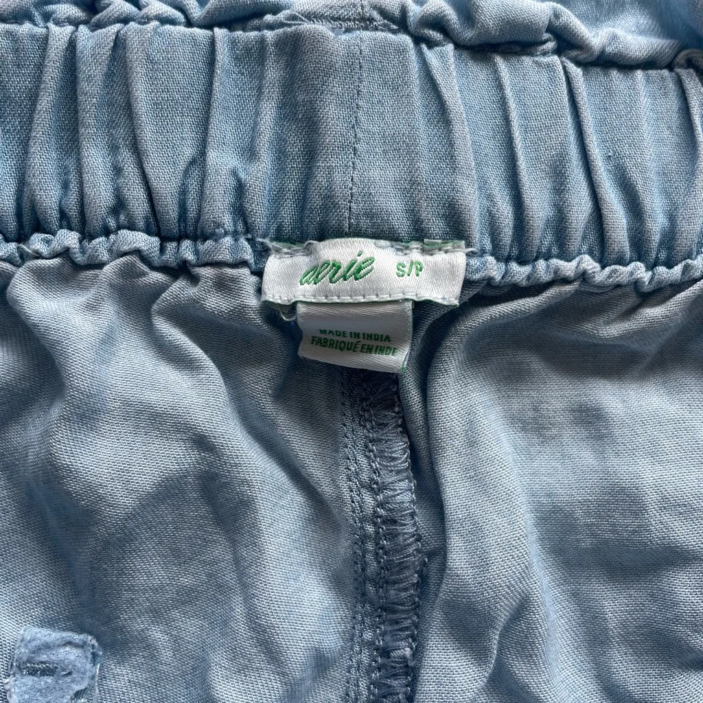 Aerie light blue paper bag‎ style shorts soft material women’s size small - Image 3