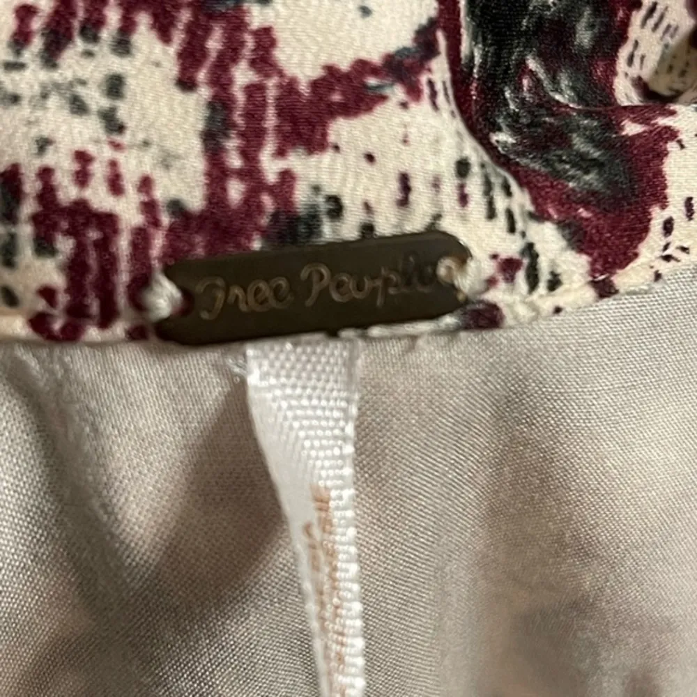 Free People Anthropologie V-Neck Maroon Cream Dress L/S Size XS EUC #0494-DS - Image 4