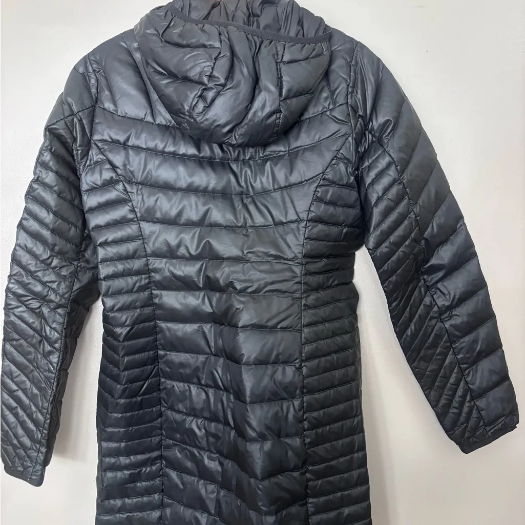Eddie Bauer Womens Black Lightweight Longer Black Puffer Coat with Hood Size XS - Image 2