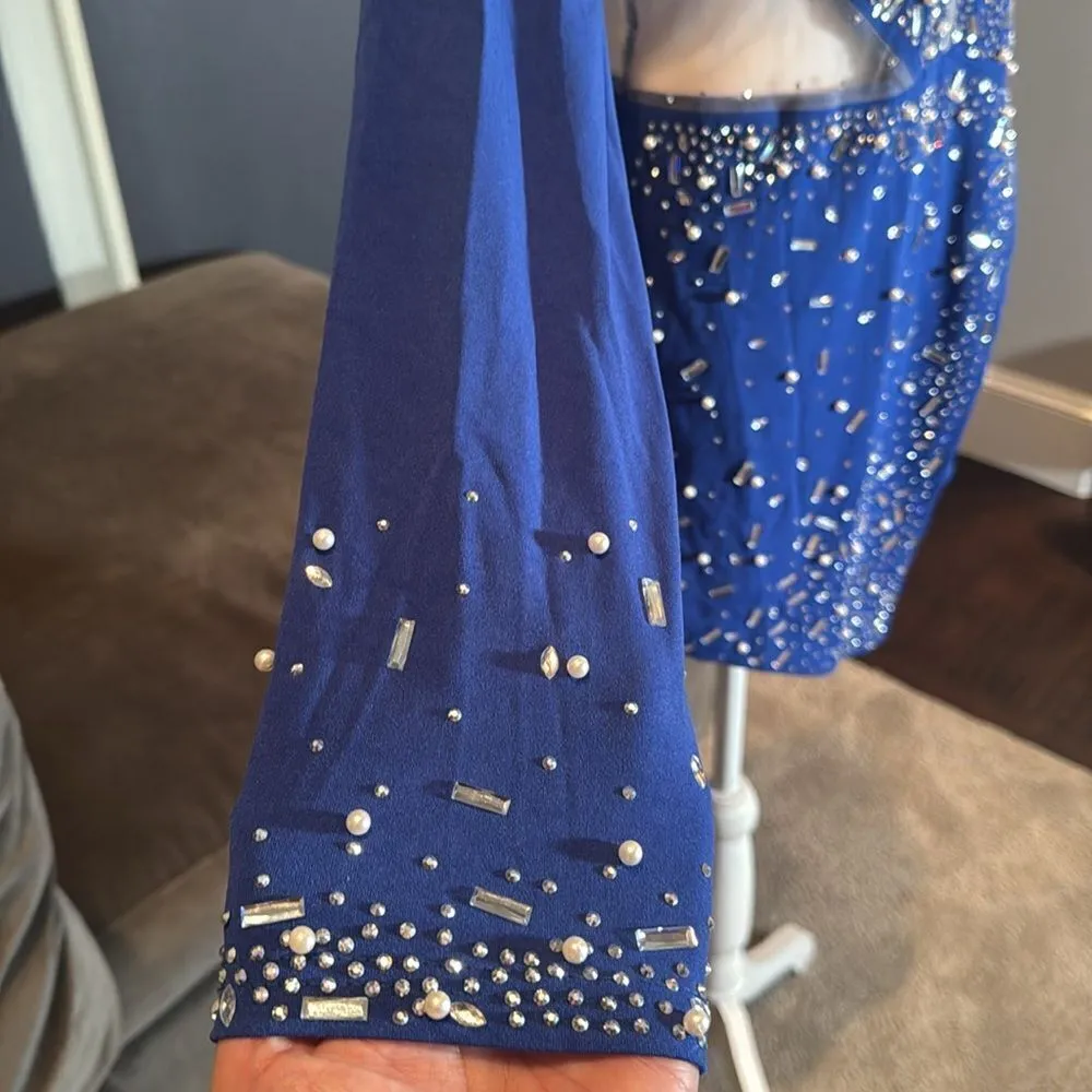 Women’s Blue Sparkly Long Sleeve V - Image 16
