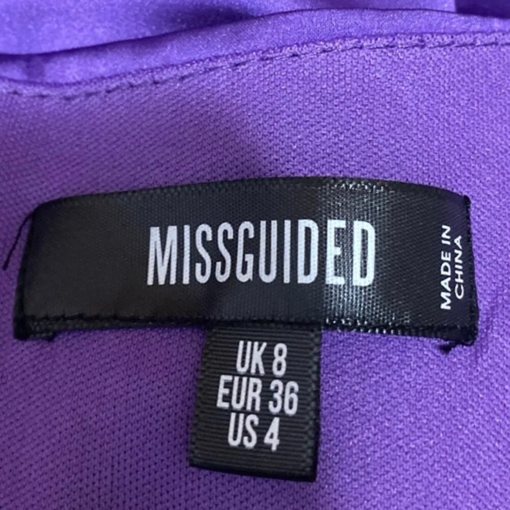 Missguided Purple Silk Satin Sleeveless Cami Camisole Tank Mini Slip Dress Sz 4 - Image 3