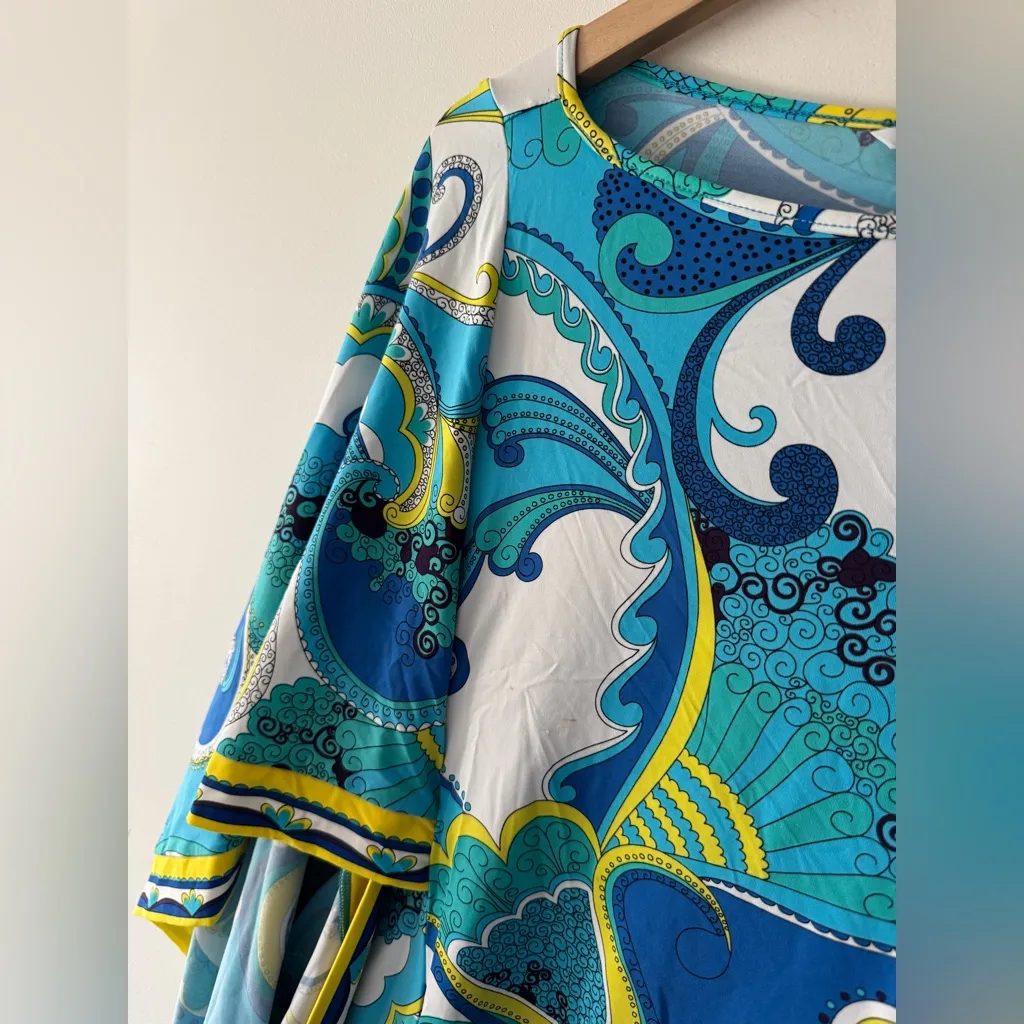 Trina Turk Blue Waves French Riviera Paisley Swim Cover-Up Tunic Dress - Image 6