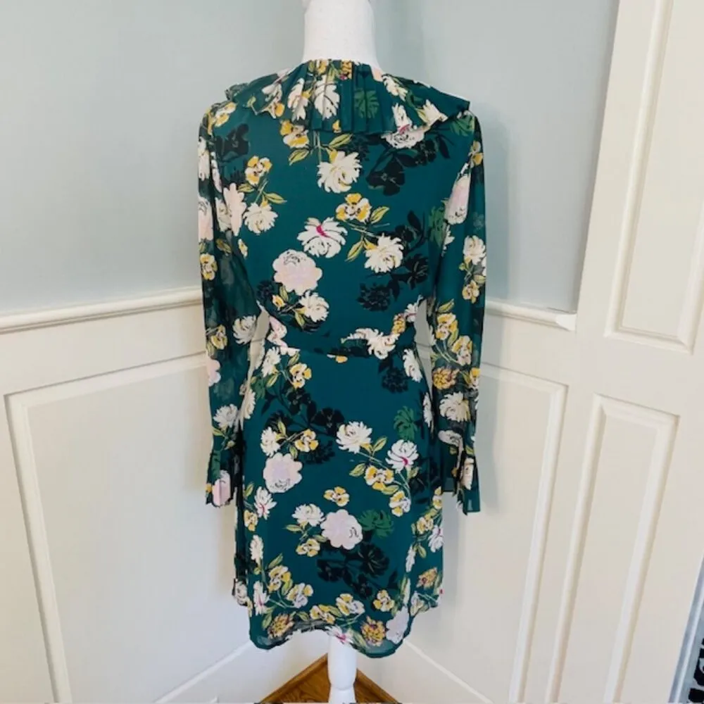 Wayf Ruffled Floral Long Sleeve Wrap Dress Size Medium - Image 6