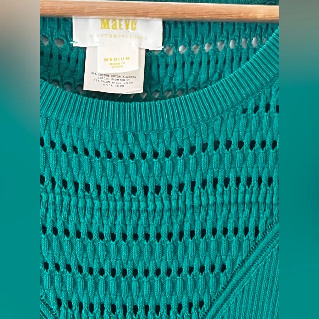 Anthropologie Maeve Promenade Pointelle Fit And Flare Green Knit Dress - Image 9