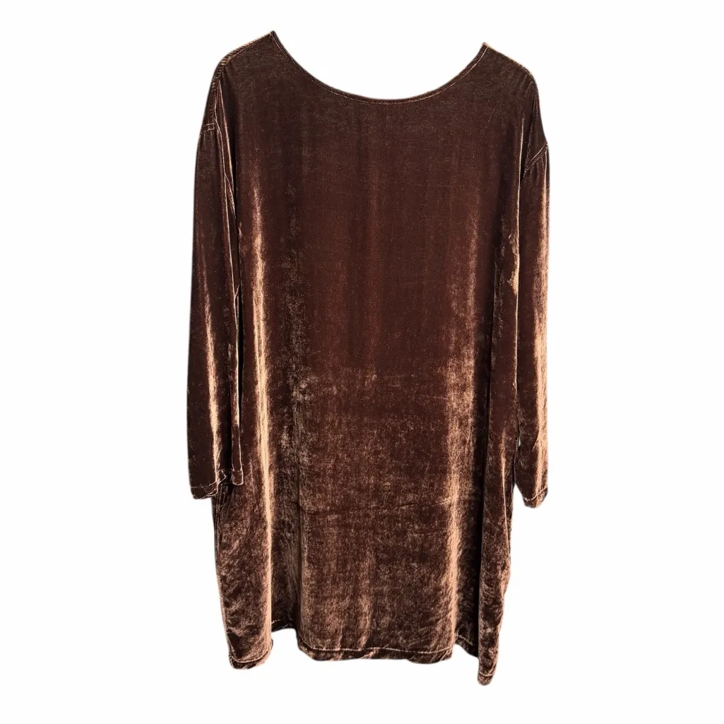 CP Shades Brown Velvet Long Sleeve Mini Dress - Image 2