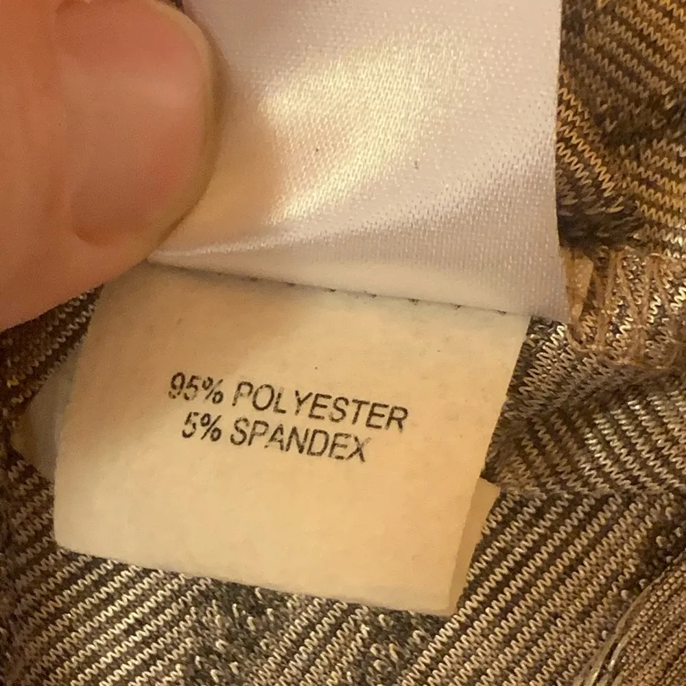 Roz & Ali top women’s large tan/gray. 3/4 sleeves  draped neckline shiny holiday - Image 2