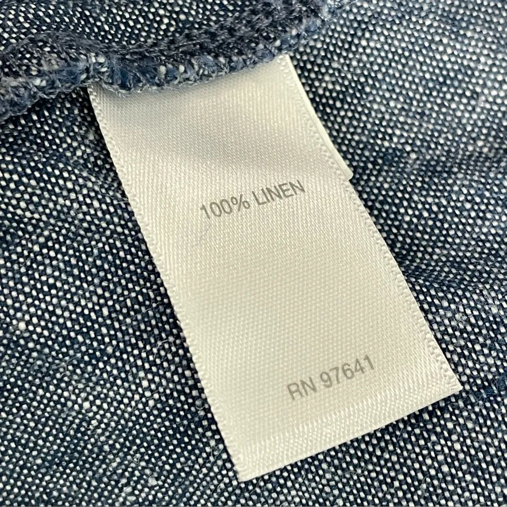 J. Jill Love Linen 100% Linen Blue Chambray Cropped Pull - Image 6