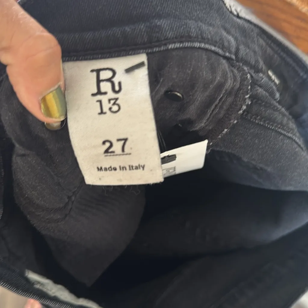 R13 The Drop Black Denim Jeans size 27 - Image 8