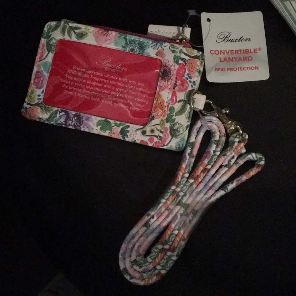 New Buxton Lanyard Floral Id Case RFID - Image 2