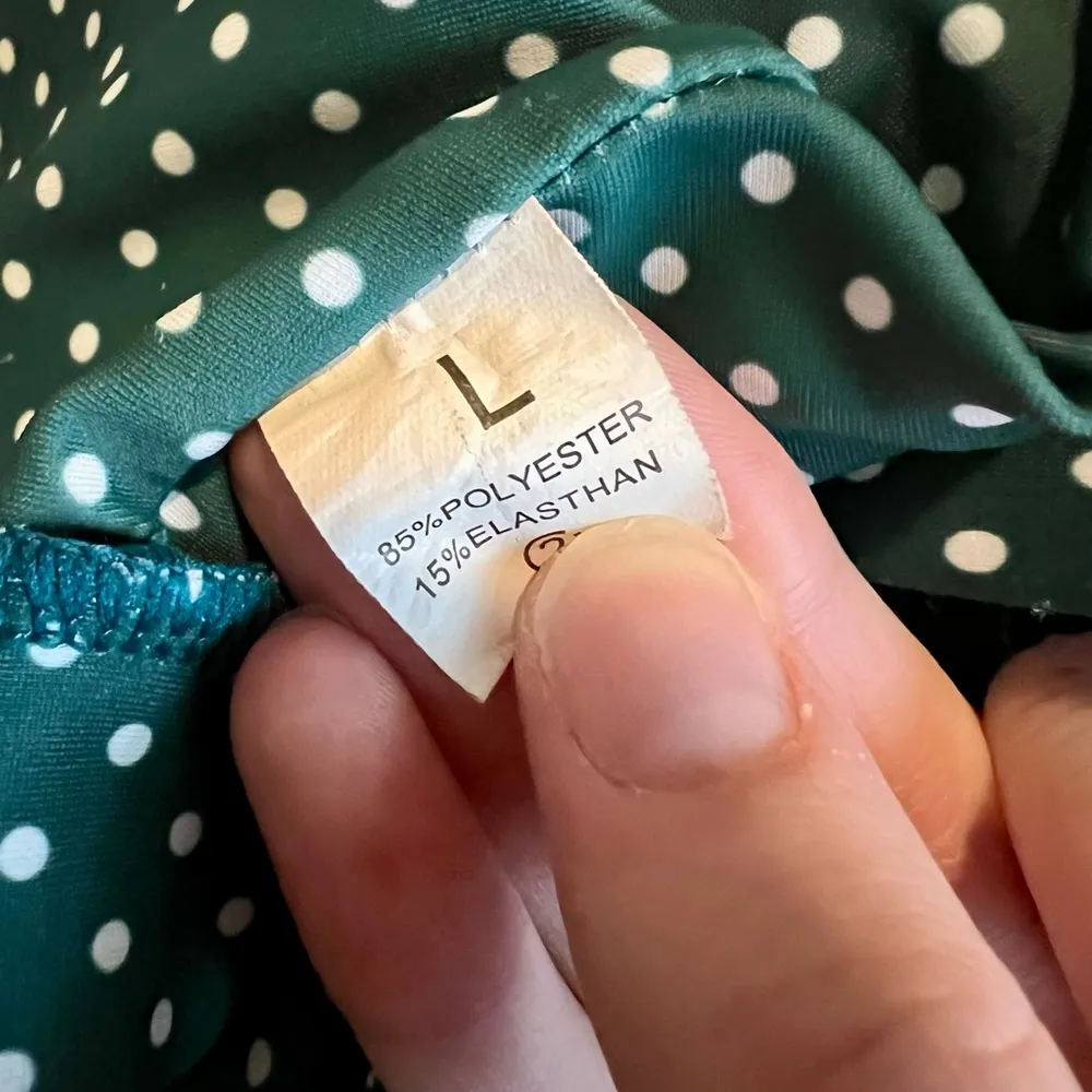 Women’s green dot print plunging top with high cut bikini size L - Image 6