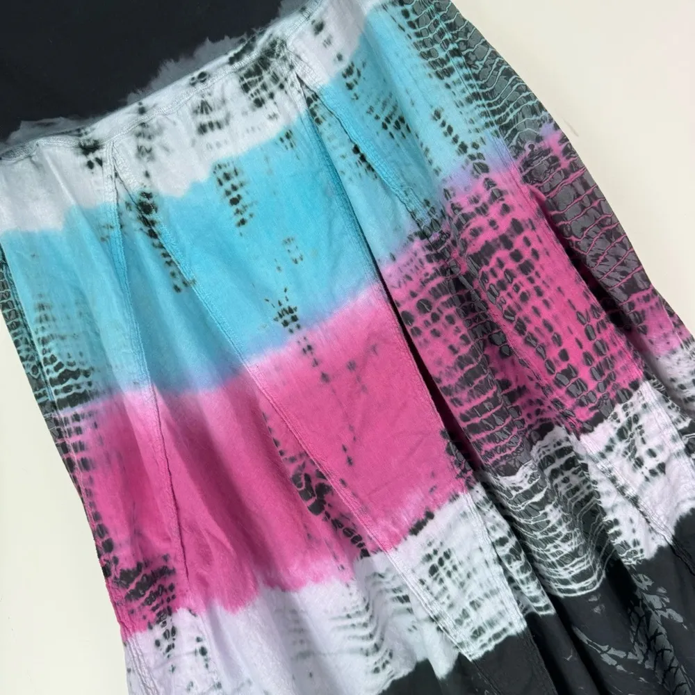 Y2K Tie Dye Midi Skirt Sz Large Foldover Waistband - Image 7