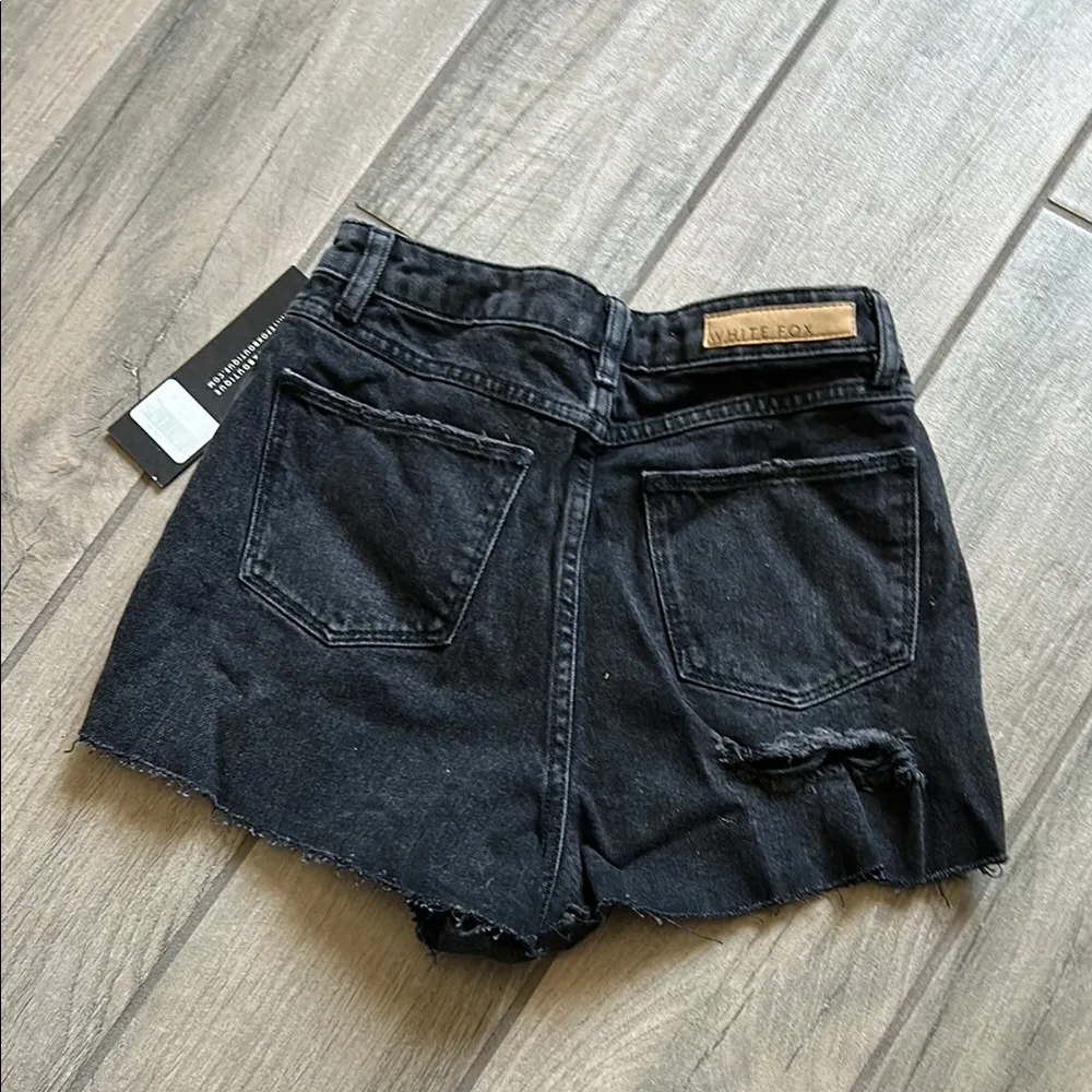 White Fox Boutique Black Jean Shorts High-Waisted Rigid Denim - Image 4