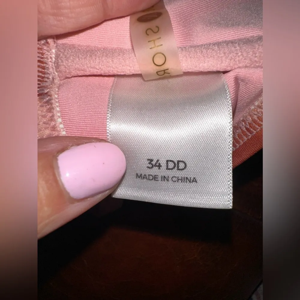 EUC Shade & Shore Bikini Top 34DD Brown Pink Tie Dye Back Net Tassel Strappy - Image 5