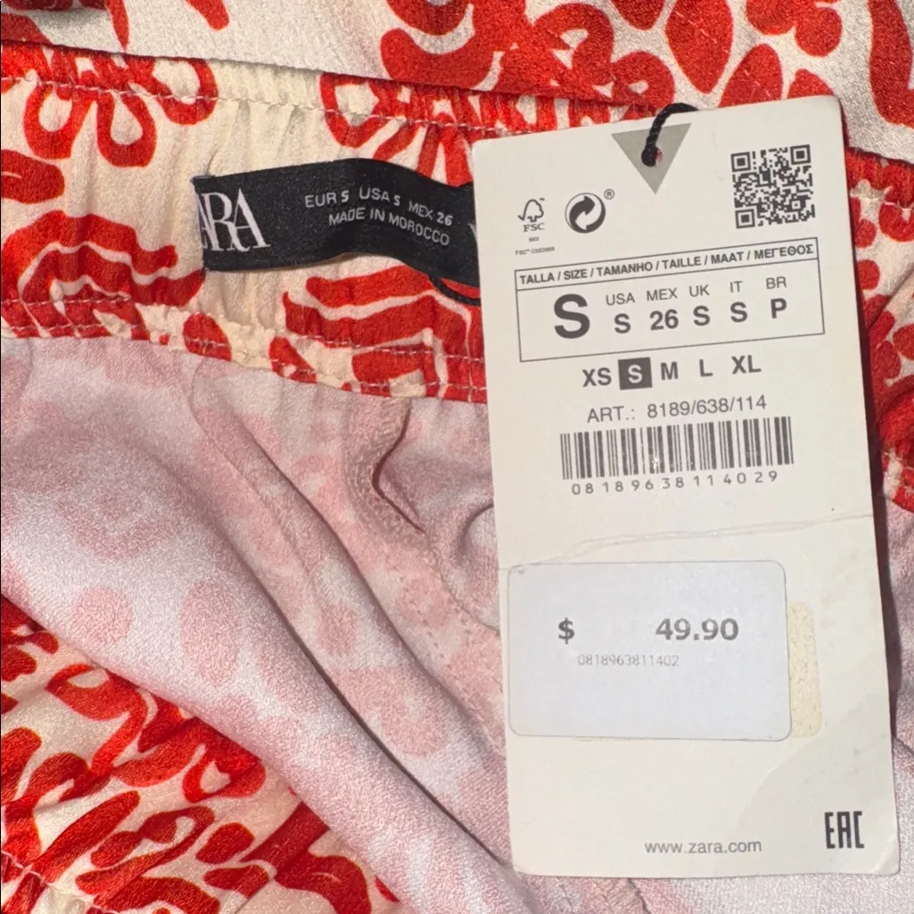 NWT Zara Printed Pajama Style Pants Size Small - Image 5