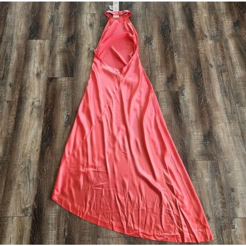 Retrofete Sabrina Dress in Coral Size XS Halter Open Back NWT Maxi Sleeveless Pink - Image 8