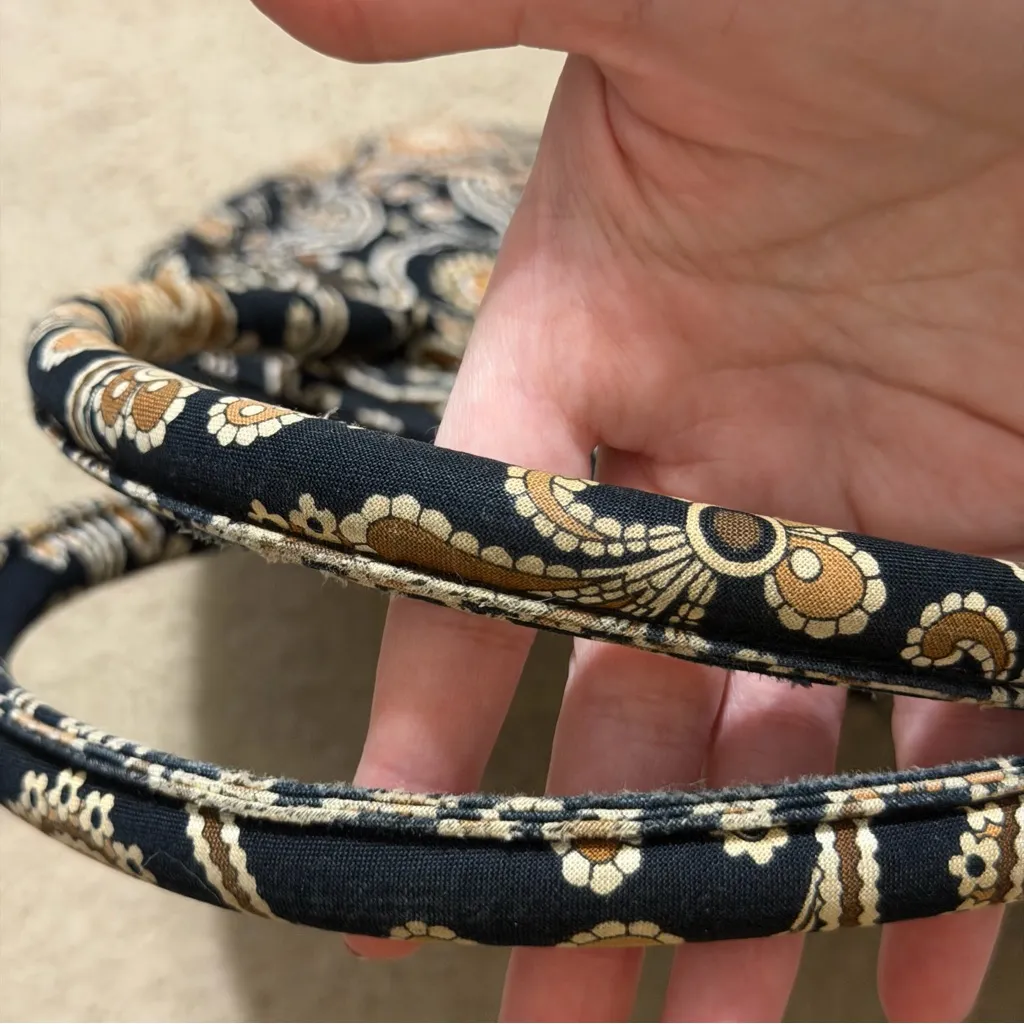 Vera Bradley bowler bag shoulder bag in Caffe Latte black and brown pattern - Image 6