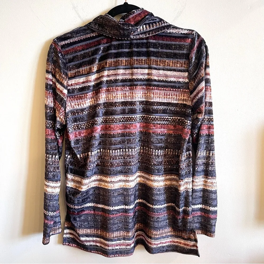 FDJ Striped Velvet Cowl Neck Top Blue - Image 2