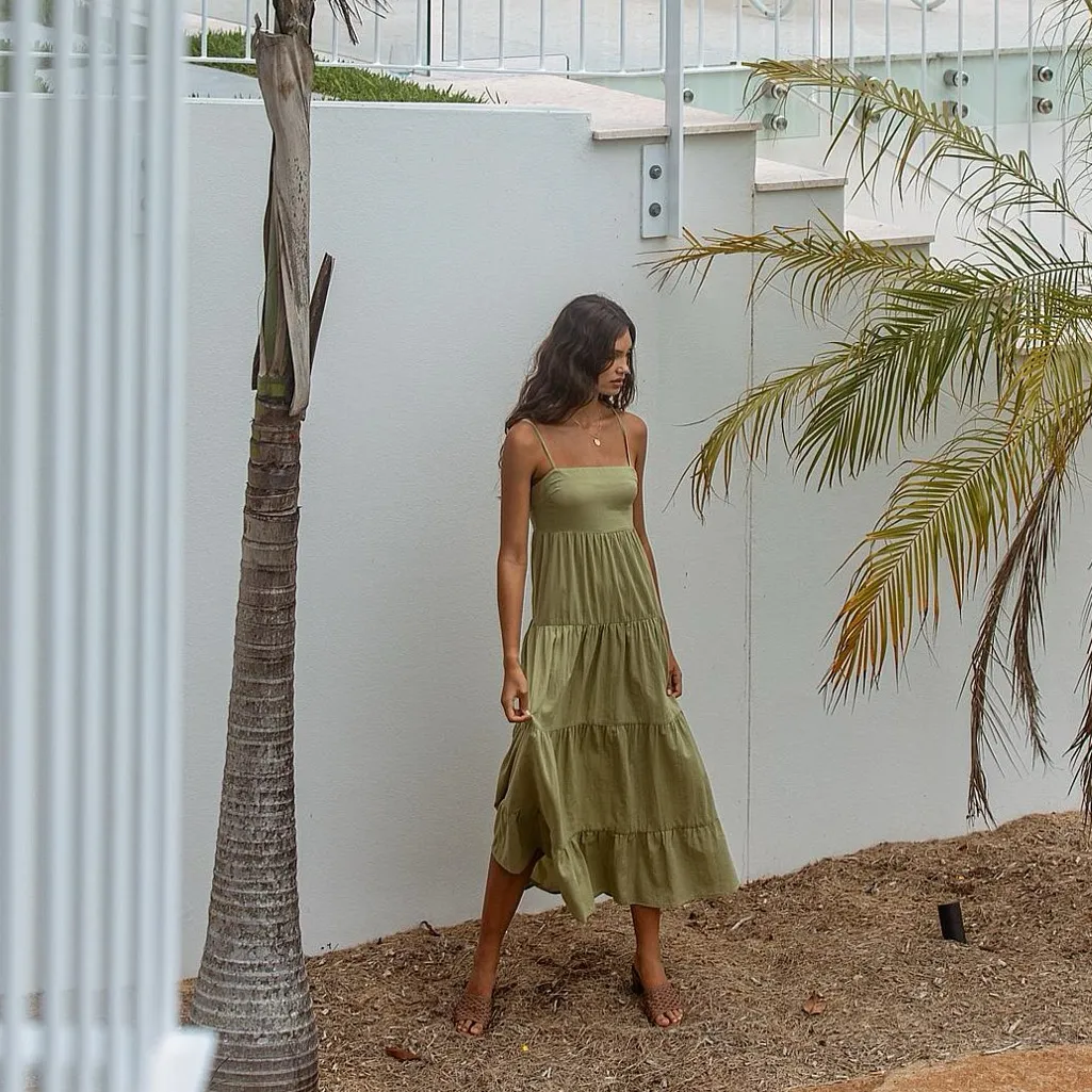 Green Girl and the Sun California Midi Dress Size XS - Image 2