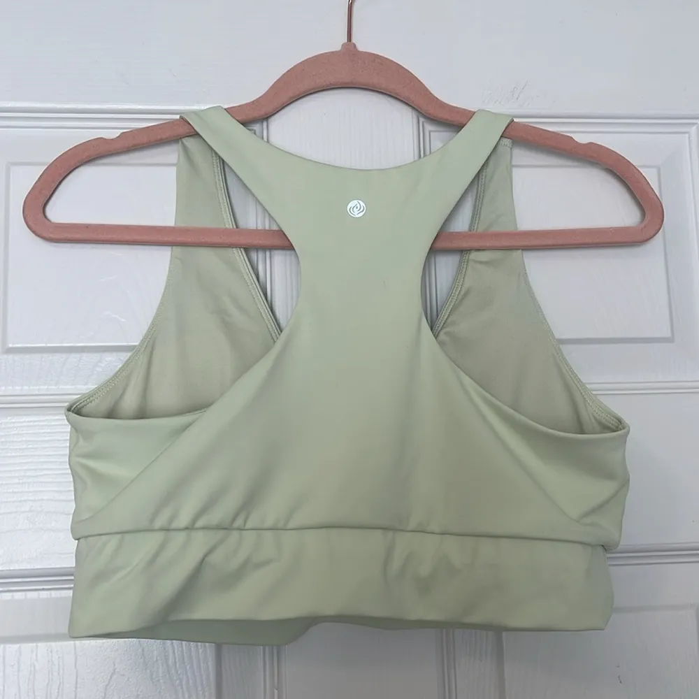 green yellow twist front racerback sports bra - Image 2