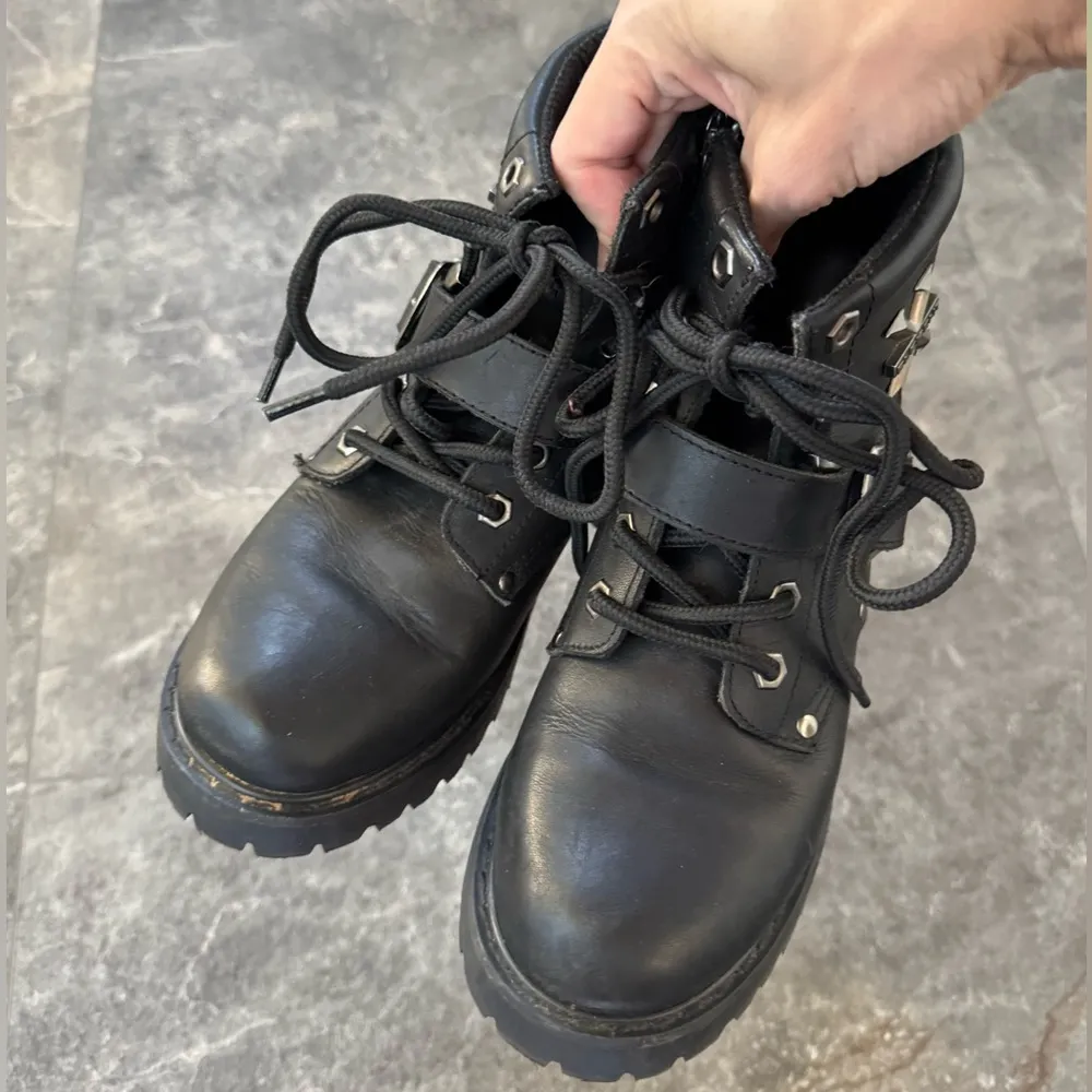 Xelement Black Leather Lace Up Boots Oil Resistant Style 2451 Size 7.5 - Image 7