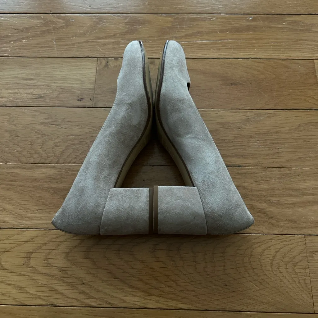 Margaux The Heel Suede Block Pumps Womens Size 36.5 EU 6.5 US Tan Beige Chunky - Image 10