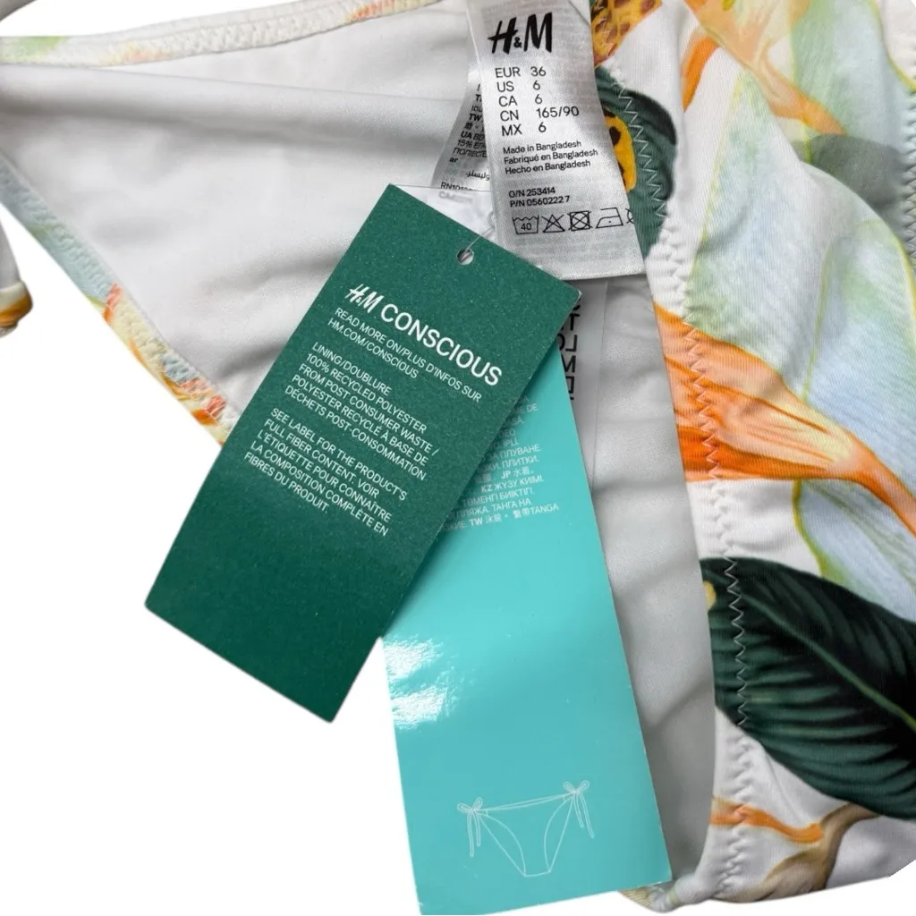 H&M Vibrant Tropical Print Tie-Side Bikini Bottom - Image 3