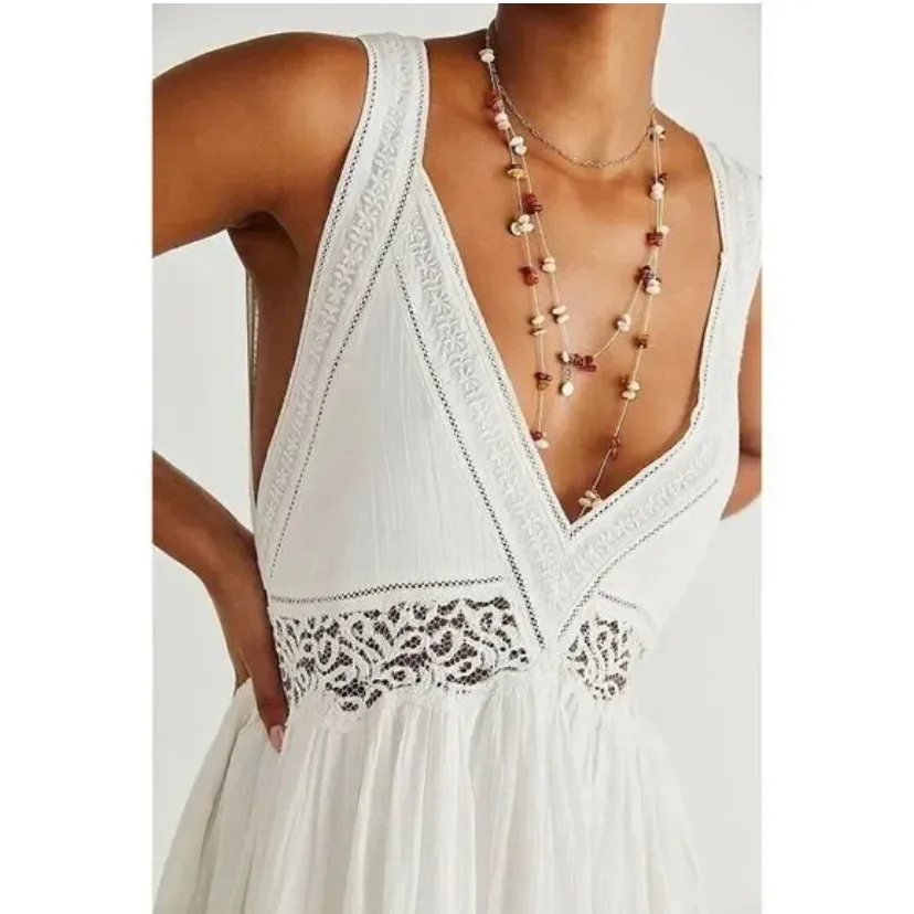 FREE PEOPLE NWT Carla Lace Maxi Dress Ivory XSmall - Image 2