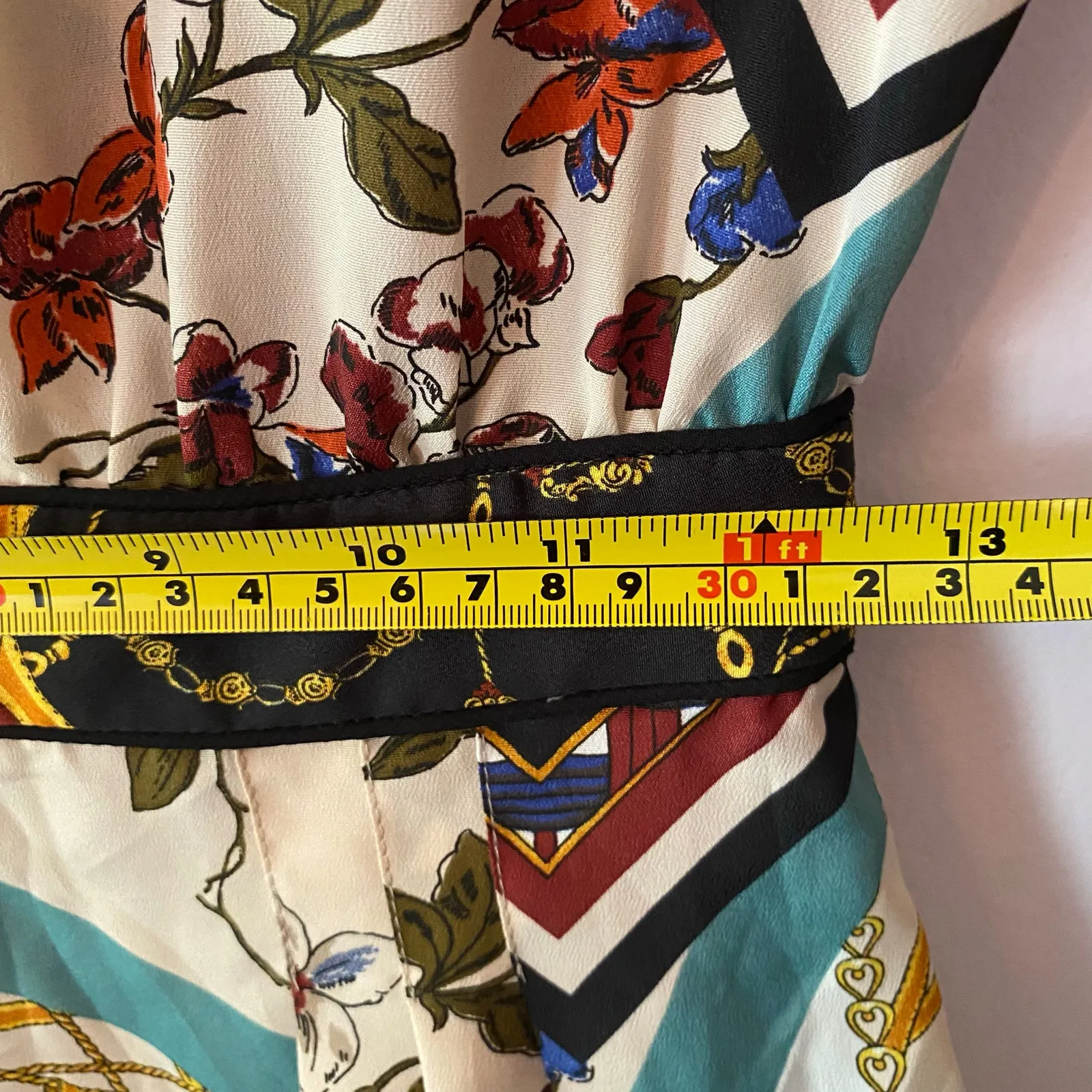 Zara Patchwork Chain Equestrian Lightweight Mini Dress Long Sleeve Women size XS - Image 11