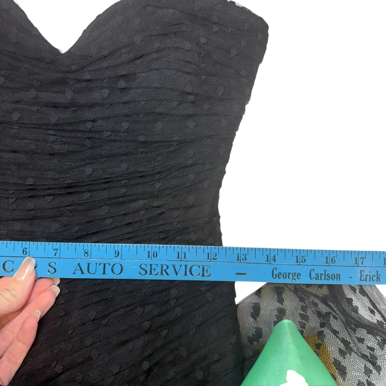 Vintage Black Tulle Layered Rainbow Bow Mini Dress Romantic Fairycore Unique XS - Image 11