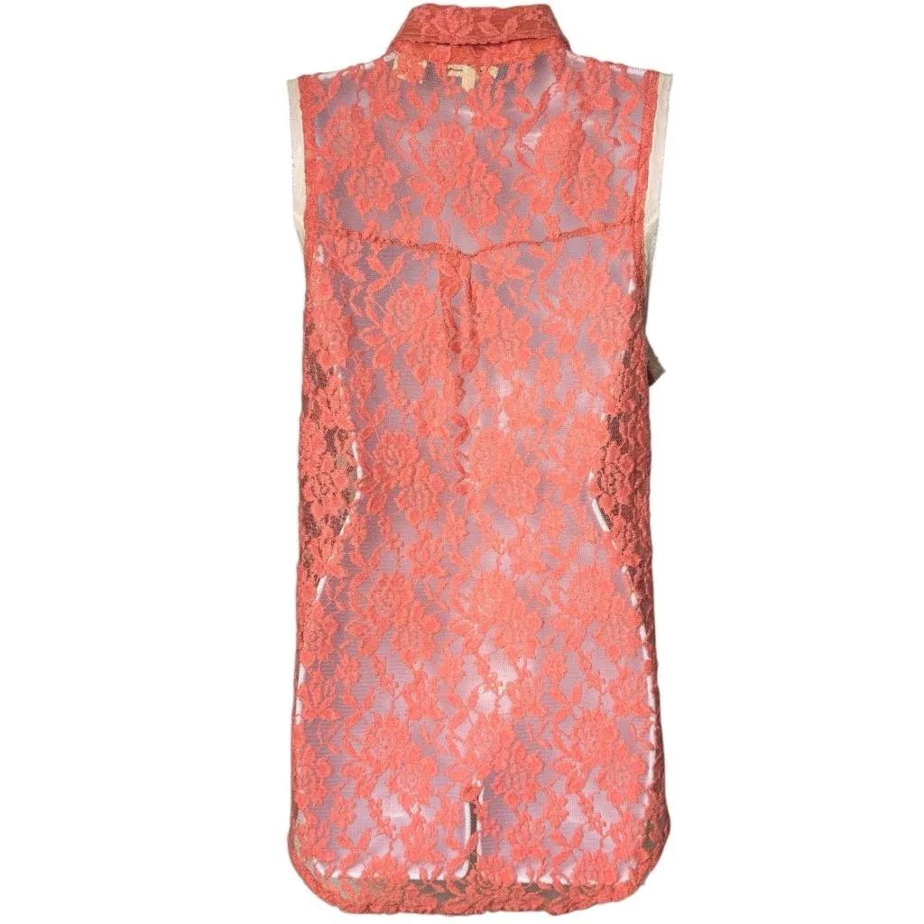 Y2K Miss Me Boho Rhinestone Lace Button up Blouse Cottagecore Rodeo Country L - Image 6