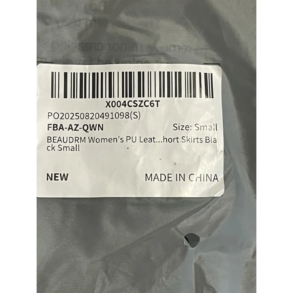 Beaudrm Faux Leather Skirt Womens S Black Mini Silver Buckle Pleather Pleated - Image 9