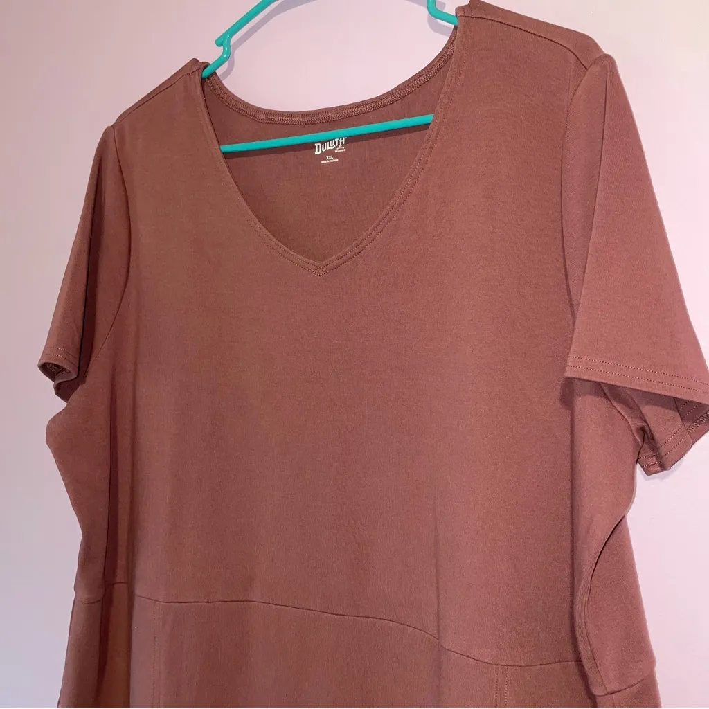 Duluth Trading Co T Shirt Dress Women XXL Casual Minimalist Cotton Stretch Pink - Image 2