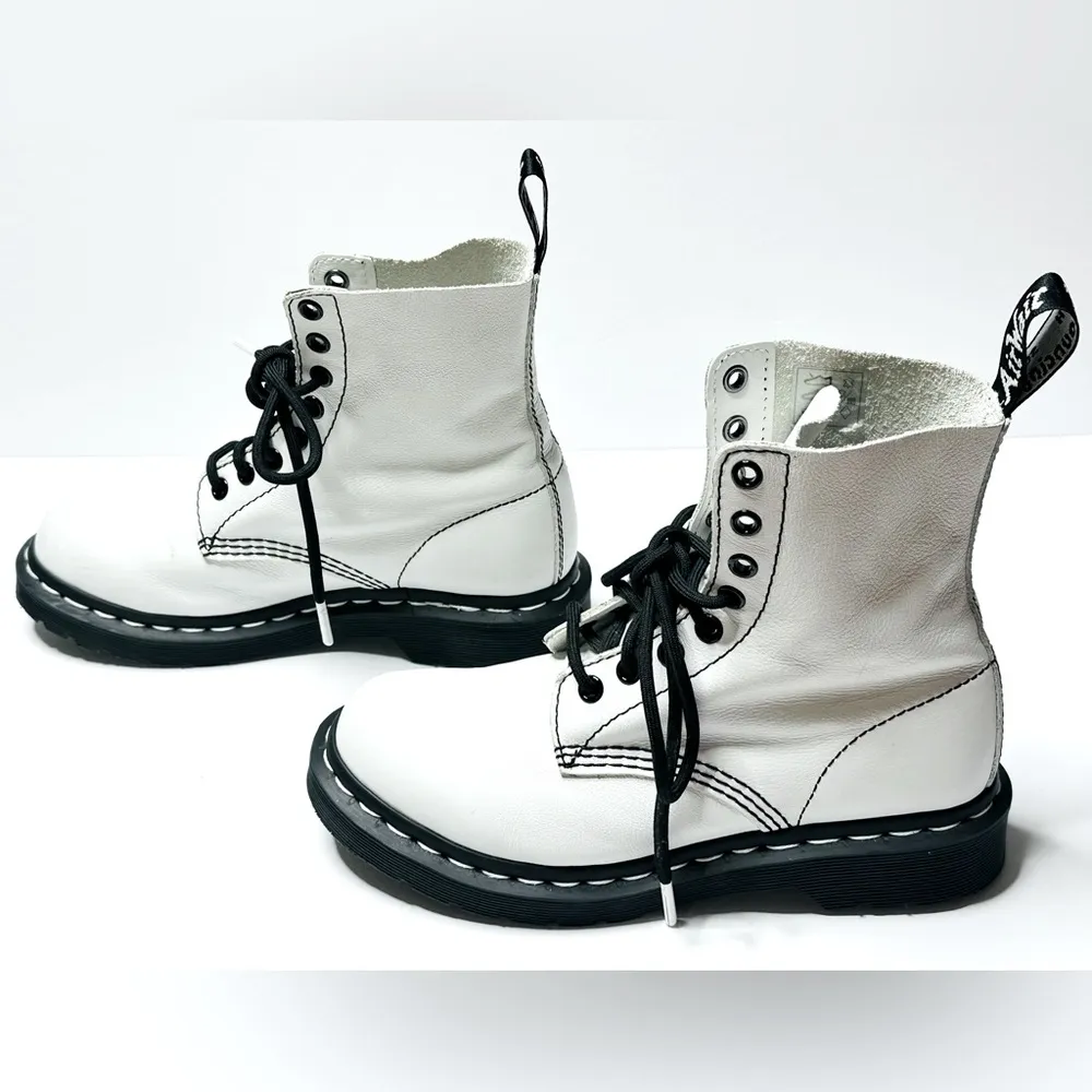 Dr. Martens 1460 Pascal Black Optical White Virginia Boots Size 37 - Image 5