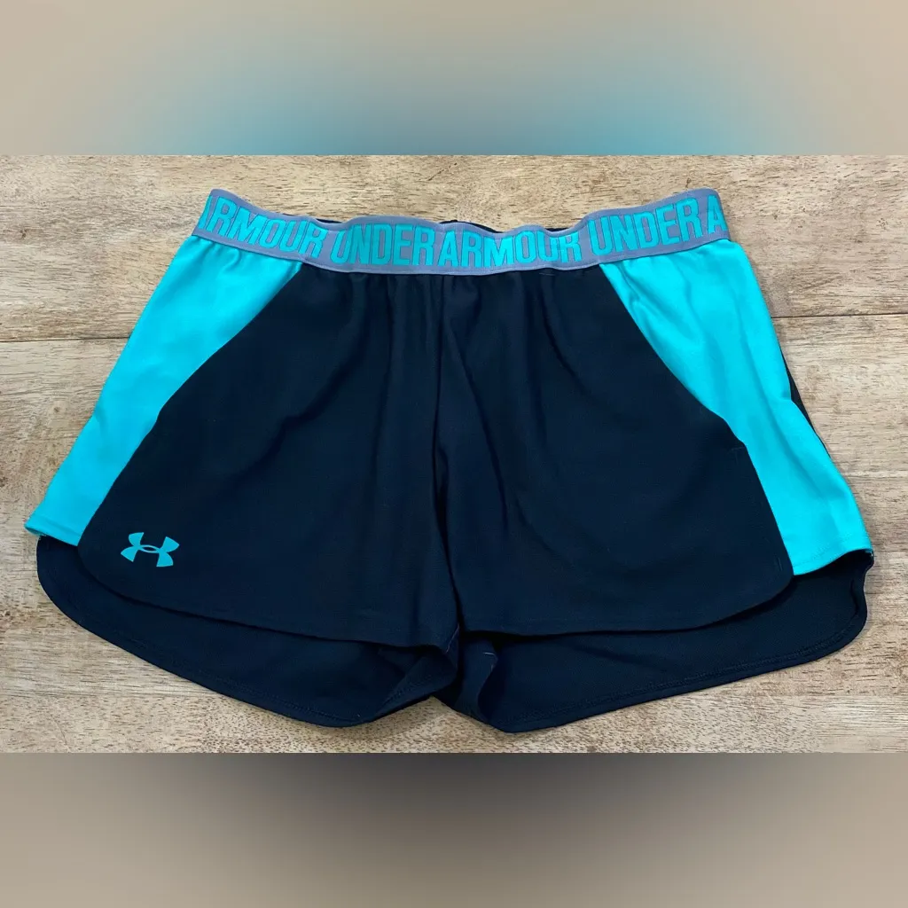 Under Armour Women’s‎ Sz L? Black/Tropical Tide Play Up 2.0 Shorts - Image 2