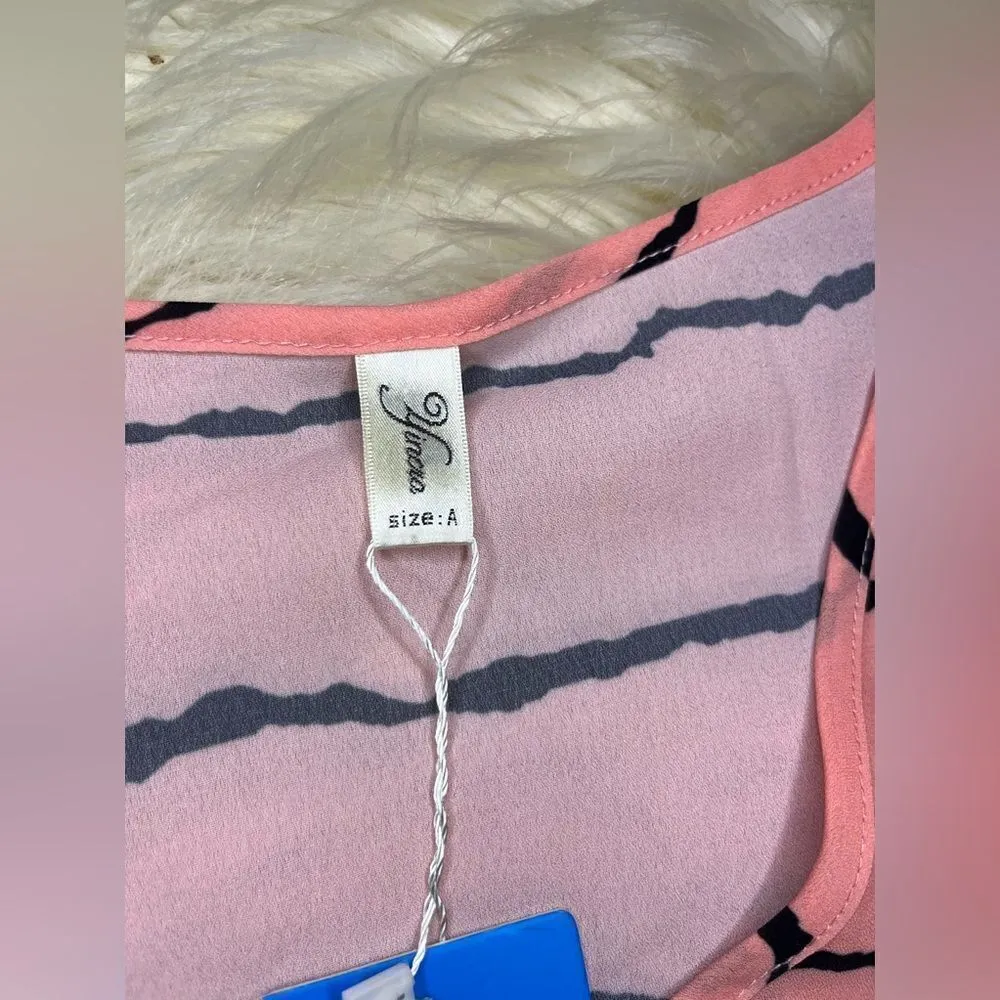 Yincro coral/black striped Chiffon Tassel Swimsuit Cover Up Beach Size undefined - Image 4