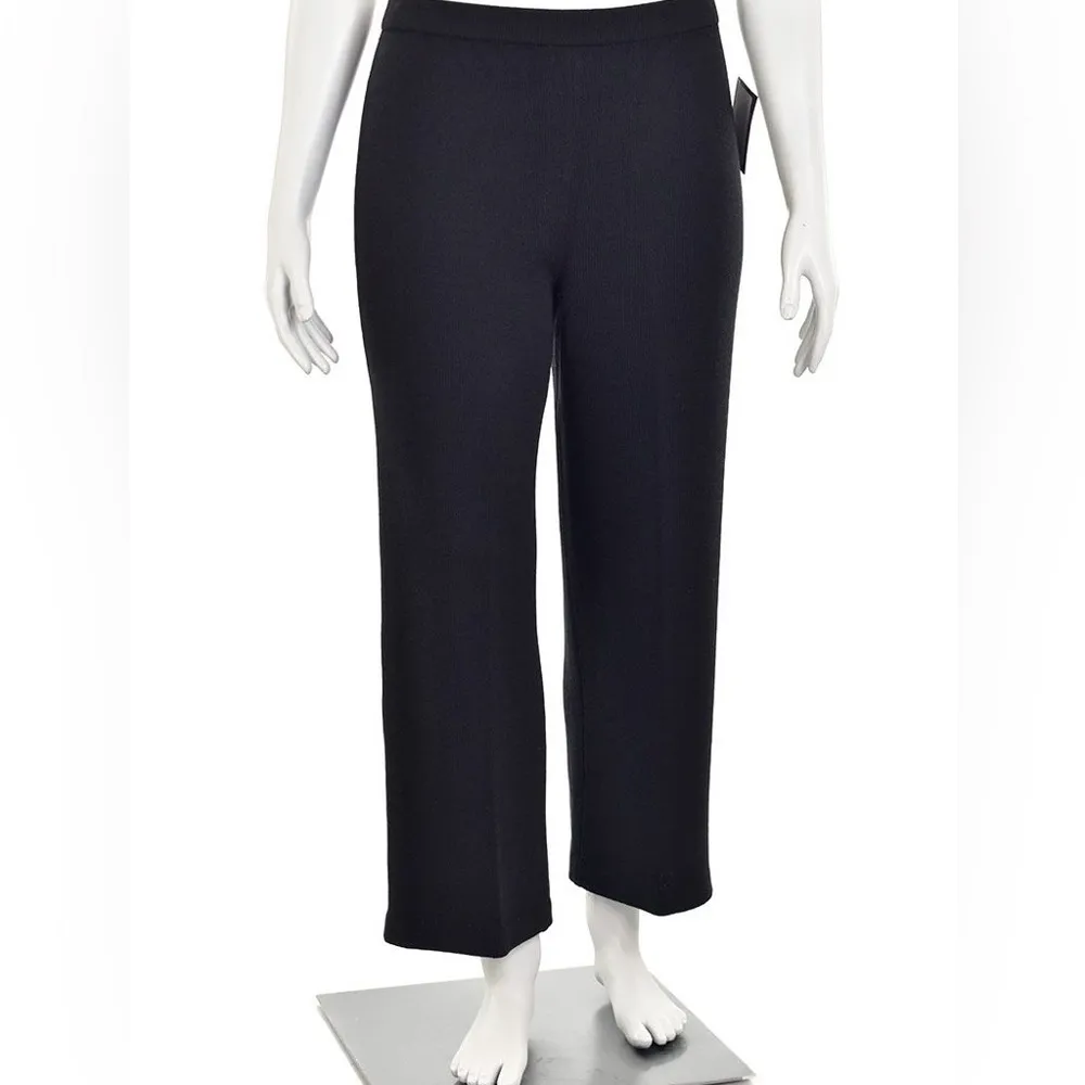 St. John Knit Wide Leg Pants in‎ Caviar Black Sz 2 - Image 2