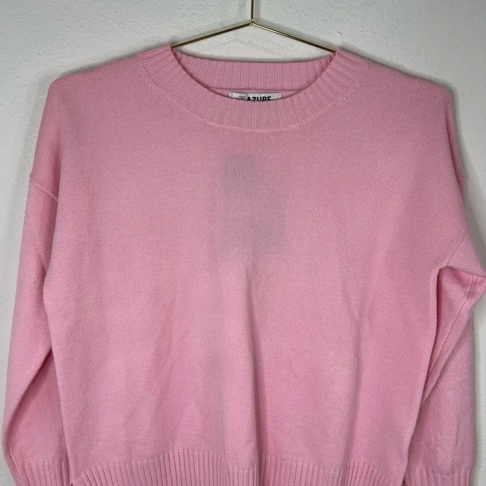 Azure Pink Cropped Sweater Women’s Small Soft Knit Pullover Top Casual Cozy - Image 4