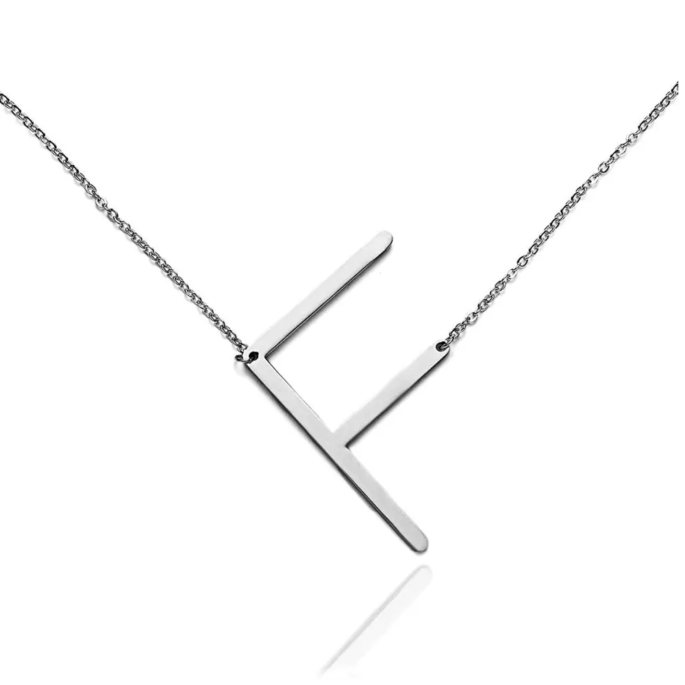 Silver Initial Pendant Necklace Letters A - Image 2