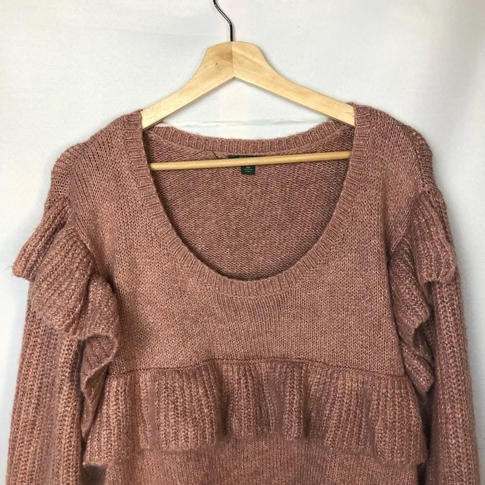 Wild Fable Mauve Pink Knit Ruffle Cropped Pullover Sweater XXL - Image 4