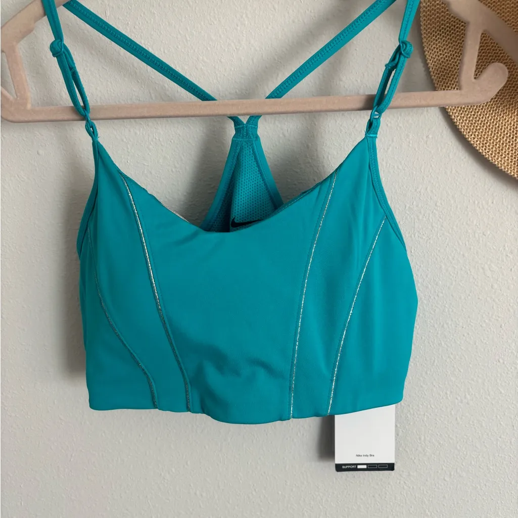 Nike Indy Women's Blue Sports Bra with rhinestones size Medium NWT - Image 12