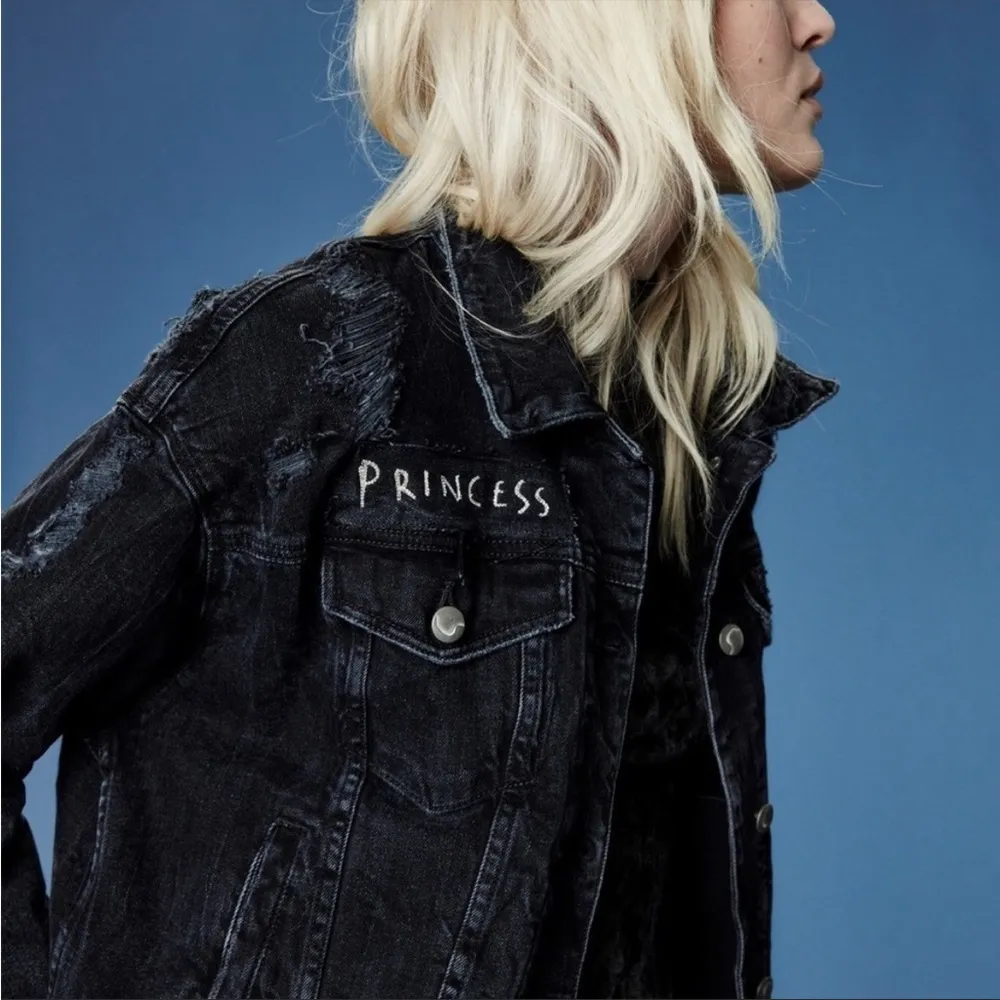 Taylor Hill x JOE’S JEANS Princess Black Distressed Denim Cropped Jacket EUC M - Image 12