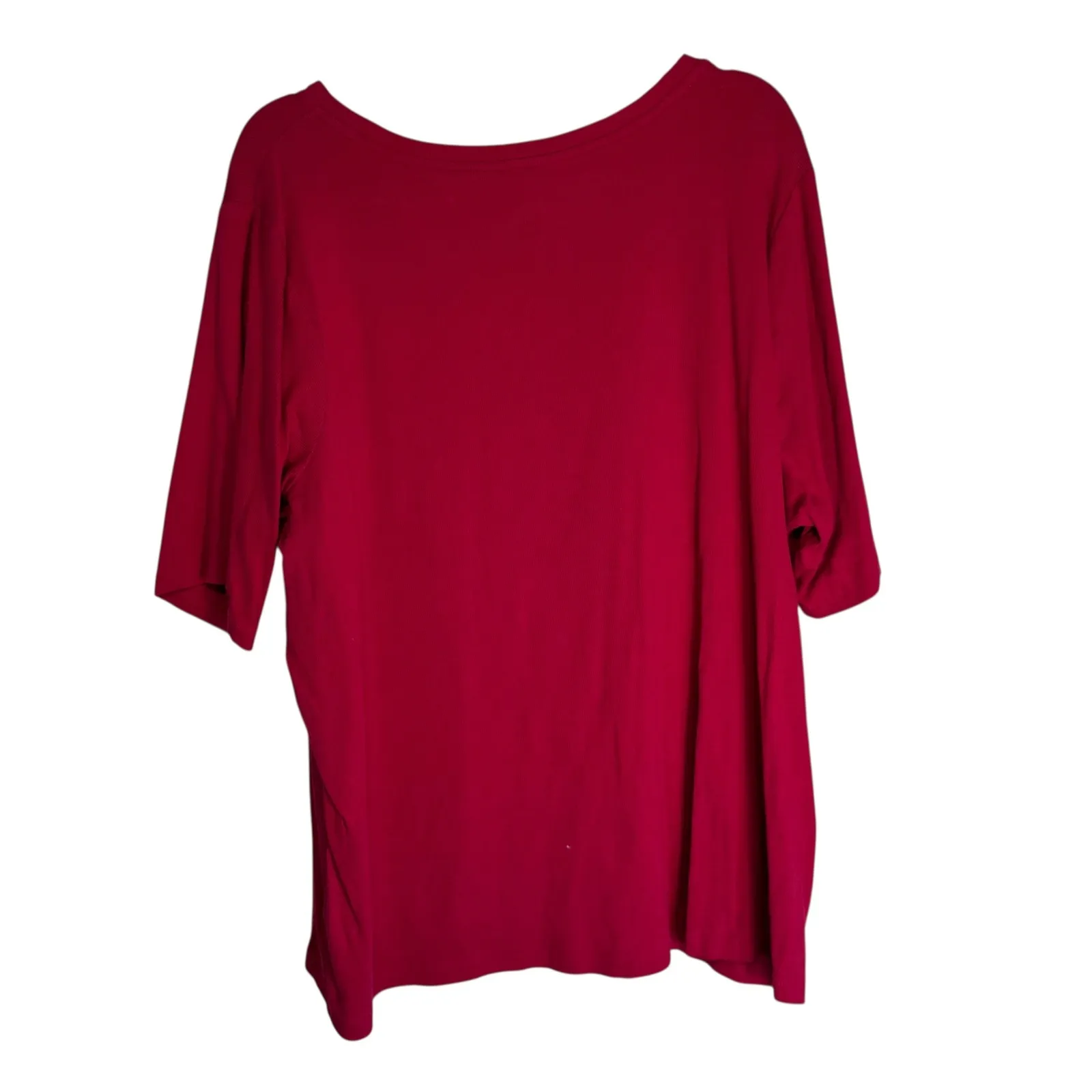 ISAAC MIZRAHI LIVE ESSENTIALS Red Knit Short Sleeve Crew Neck Top Plus Size 3XL Pink - Image 7