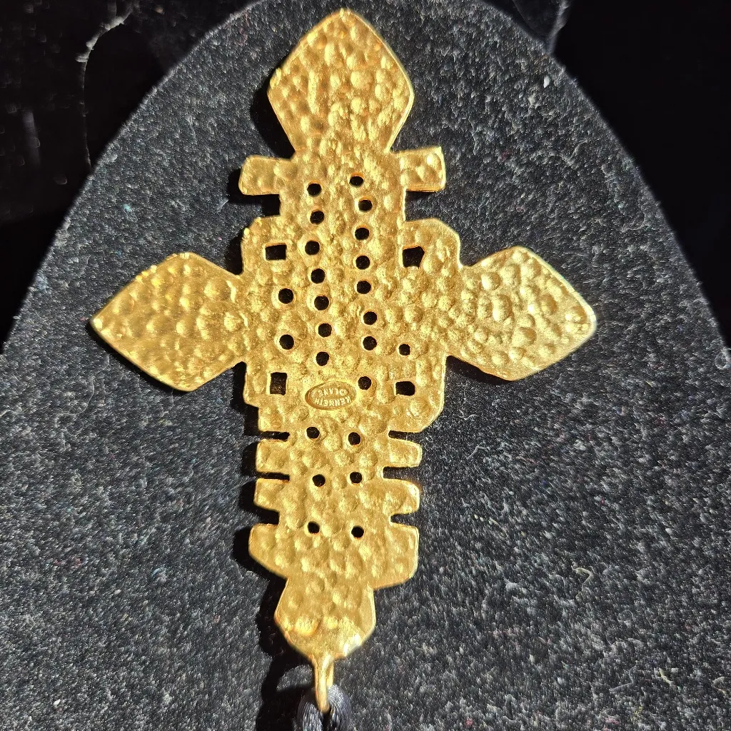 KJL Kenneth Jay Lane Signature Coptic Cross Gold - Image 8