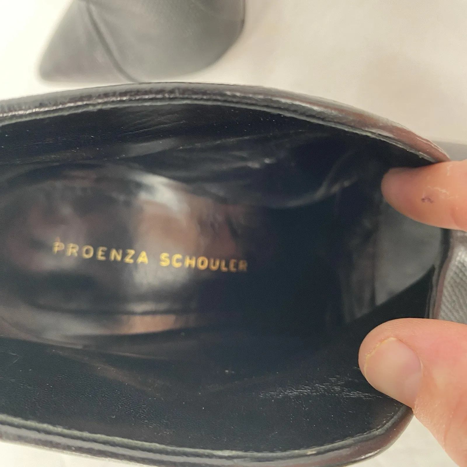 Proenza Shouler Embossed Black Leather V Cut Pump High Heel Booties Size 38 - Image 8