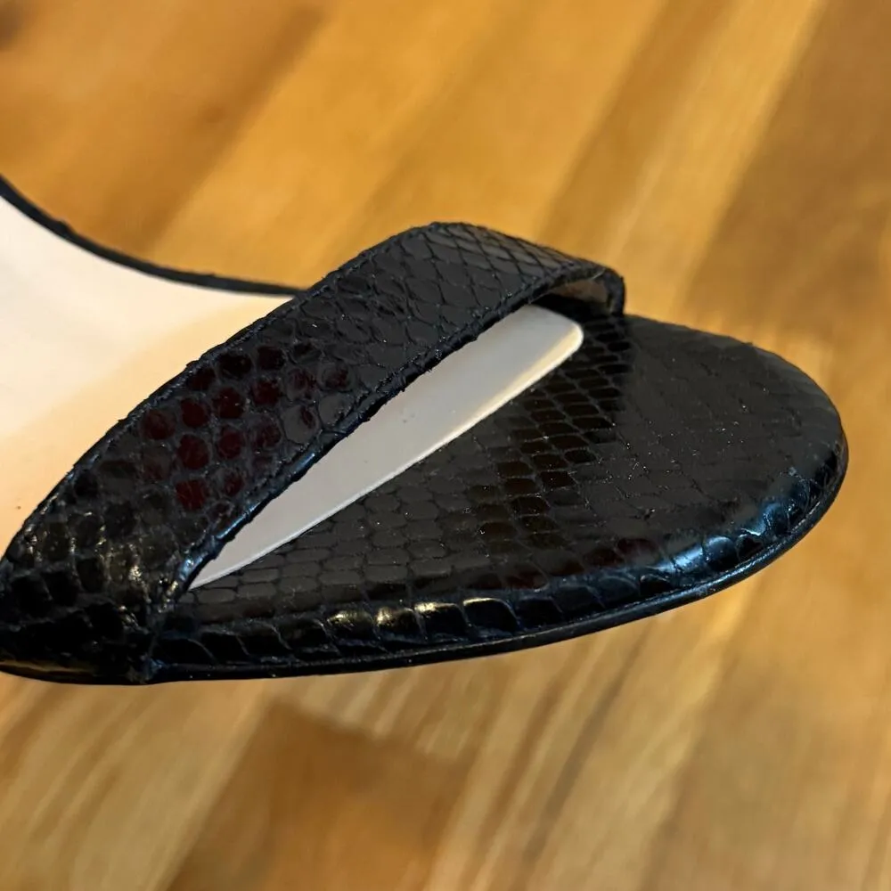 L’agence Women’s 37.5 Black Snake Skin Gisele High Heel Sandal Strappy Chic - Image 8