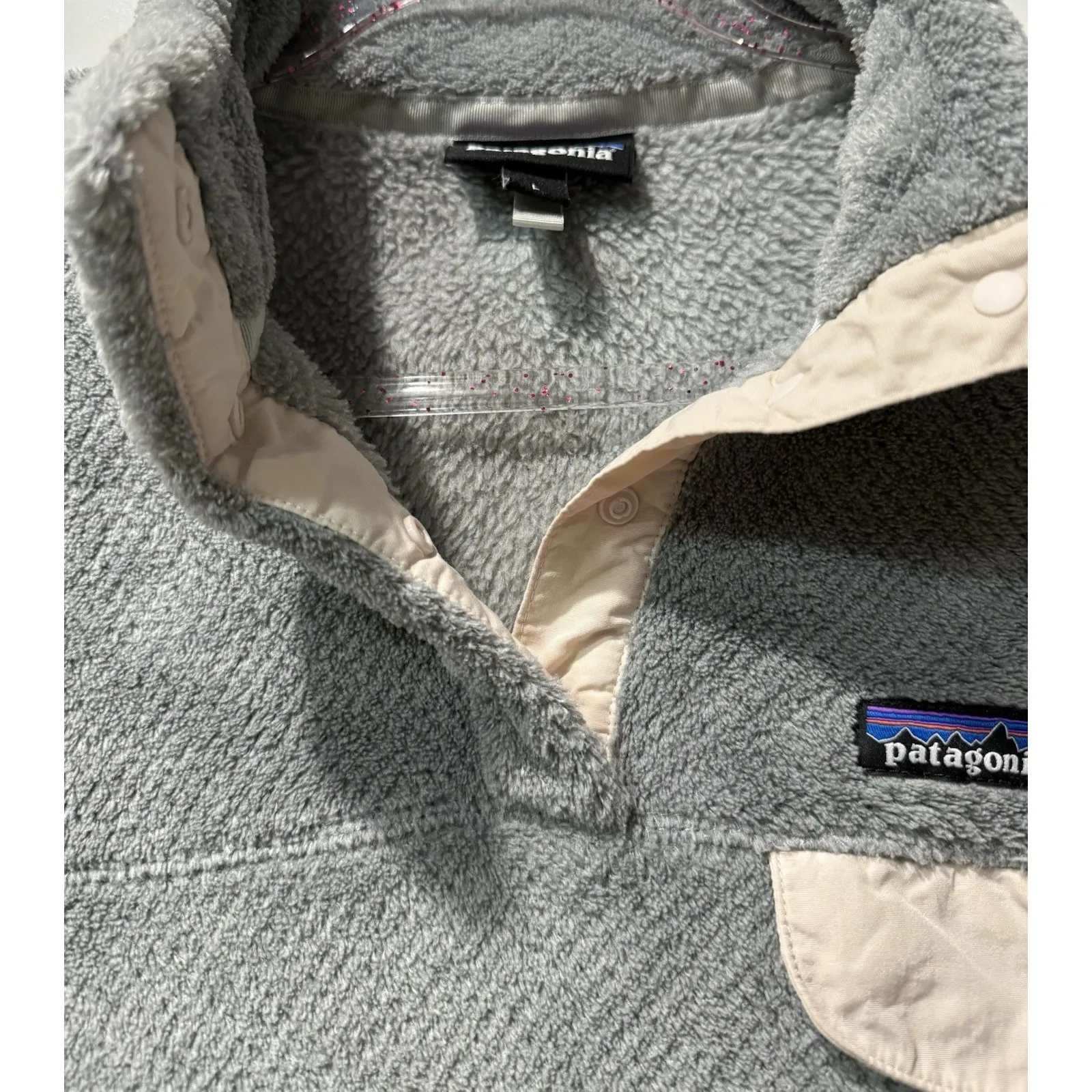 PATAGONIA Gray Thermal Fleece Pullover Snap-T  Jacket‎ Women's Large - Image 5