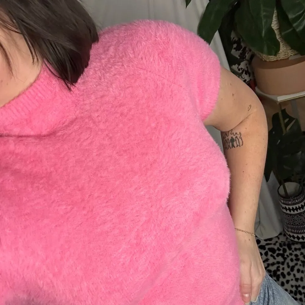 Anthropologie Maeve Eyelash Mock Neck Sweater Tee Pink Size XS - Image 5