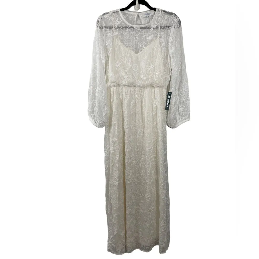 NWT ModCloth Just the Beginning White Lace Maxi‎ Dress Size Medium - Image 3